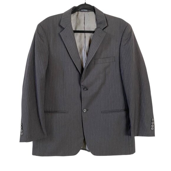 Joseph & Feiss 40S Dark Gray Pinstriped 100% Wool 2 Btn Blazer Sport Coat Jacket - Picture 1 of 7